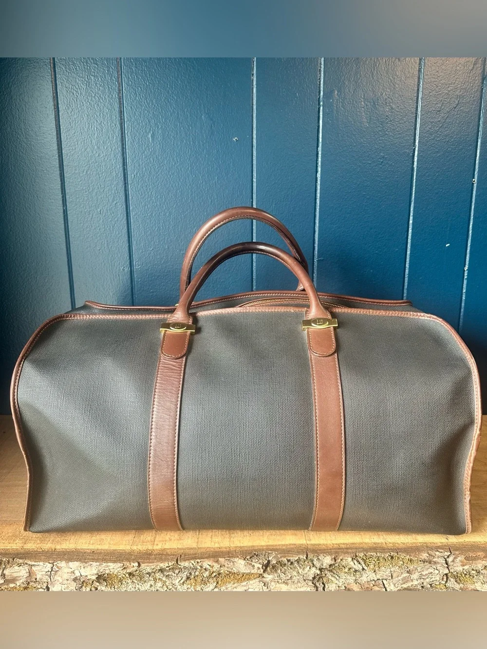 Vintage Dunhill Large Boston Duffle Travel Bag W Lock & Keys Luggage Tag England